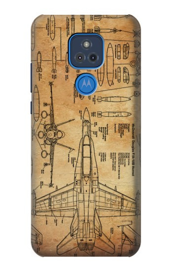 W3868 Aircraft Blueprint Old Paper Case Cover Custodia e Flip Case per Motorola Moto G Play (2021)