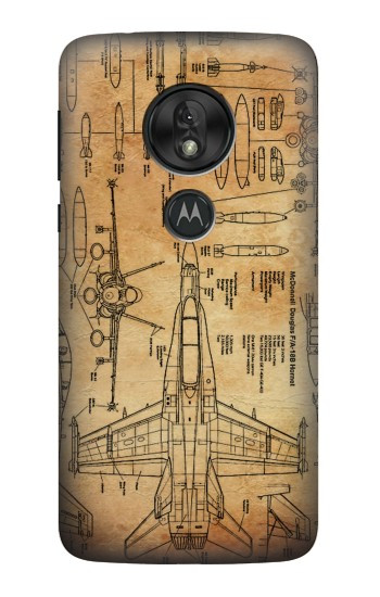 W3868 Aircraft Blueprint Old Paper Case Cover Custodia e Flip Case per Motorola Moto G7 Power