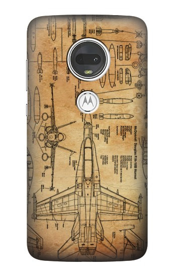 W3868 Aircraft Blueprint Old Paper Case Cover Custodia e Flip Case per Motorola Moto G7, Moto G7 Plus