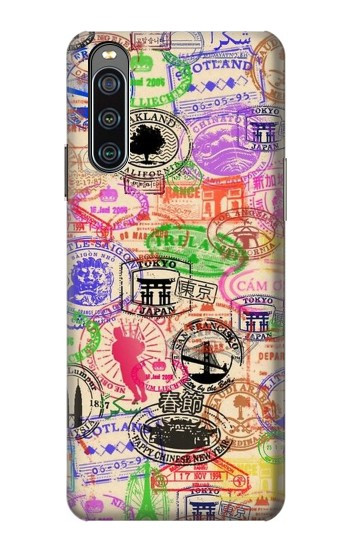 W3904 Travel Stamps Case Cover Custodia e Flip Case per Sony Xperia 10 IV