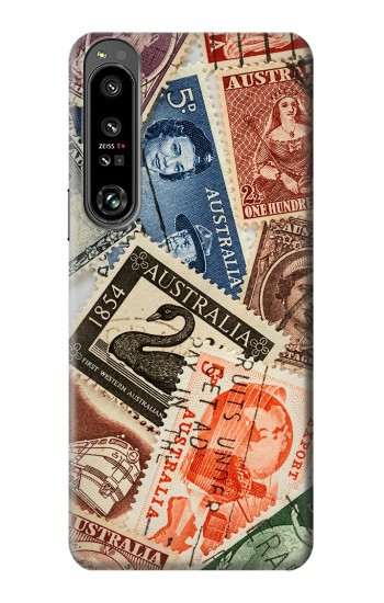 W3900 Stamps Case Cover Custodia e Flip Case per Sony Xperia 1 IV