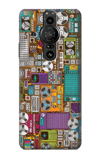 W3879 Retro Music Doodle Case Cover Custodia e Flip Case per Sony Xperia Pro-I