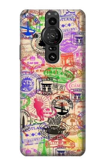 W3904 Travel Stamps Case Cover Custodia e Flip Case per Sony Xperia Pro-I