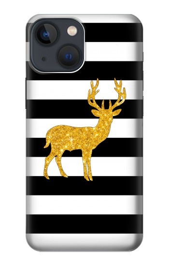 W2794 Black and White Striped Deer Gold Sparkles Case Cover Custodia e Flip Case per iPhone 14