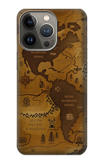W2861 Antique World Map Case Cover Custodia e Flip Case per iPhone 14 Pro Max