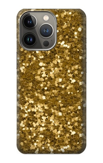 W3388 Gold Glitter Graphic Print Case Cover Custodia e Flip Case per iPhone 14 Pro Max