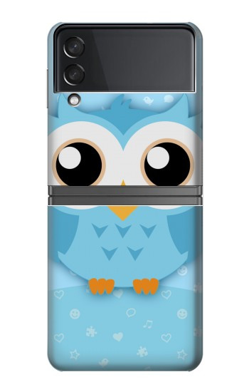 W3029 Cute Blue Owl Case Cover Custodia e Flip Case per Samsung Galaxy Z Flip 4