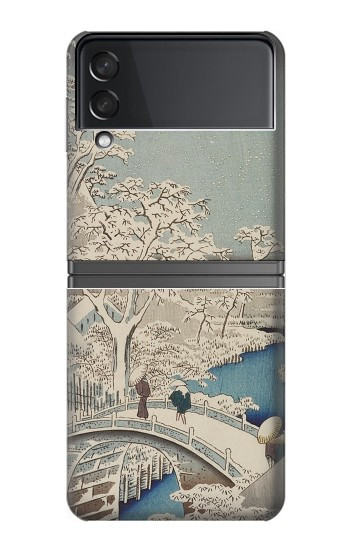 W3350 Utagawa Hiroshige Drum Bridge Yuhi Hill in Meguro Case Cover Custodia e Flip Case per Samsung Galaxy Z Flip 4