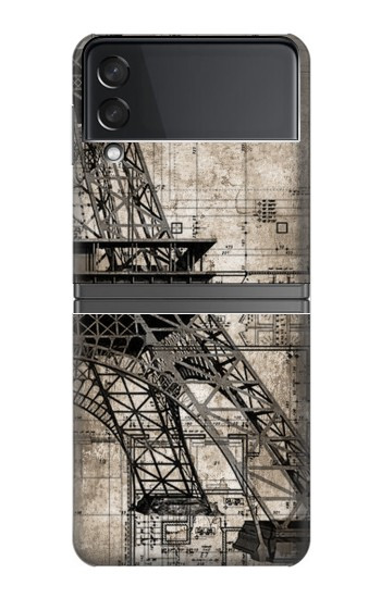 W3416 Eiffel Tower Blueprint Case Cover Custodia e Flip Case per Samsung Galaxy Z Flip 4