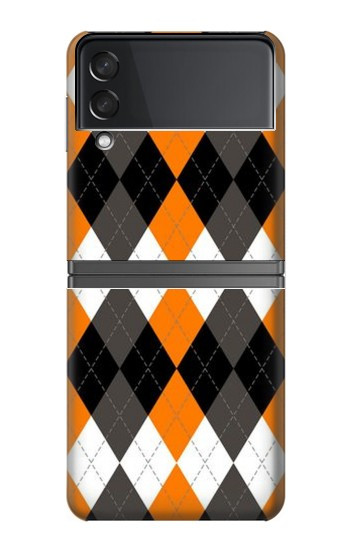 W3421 Black Orange White Argyle Plaid Case Cover Custodia e Flip Case per Samsung Galaxy Z Flip 4