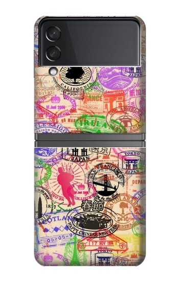 W3904 Travel Stamps Case Cover Custodia e Flip Case per Samsung Galaxy Z Flip 4