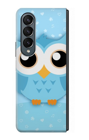 W3029 Cute Blue Owl Case Cover Custodia e Flip Case per Samsung Galaxy Z Fold 4