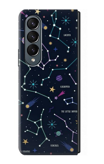 W3220 Star Map Zodiac Constellations Case Cover Custodia e Flip Case per Samsung Galaxy Z Fold 4