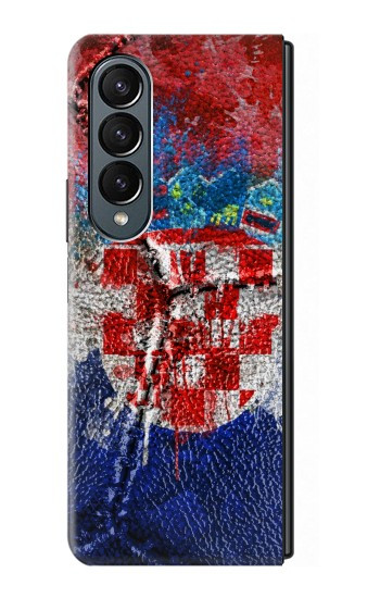 W3313 Croatia Flag Vintage Football Graphic Case Cover Custodia e Flip Case per Samsung Galaxy Z Fold 4