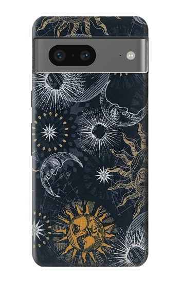 W3702 Moon and Sun Case Cover Custodia e Flip Case per Google Pixel 7