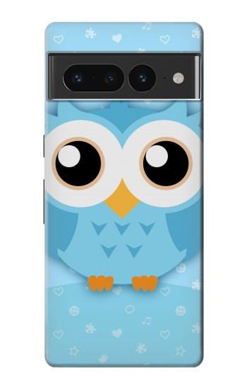 W3029 Cute Blue Owl Case Cover Custodia e Flip Case per Google Pixel 7 Pro