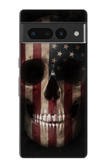 W3850 American Flag Skull Case Cover Custodia e Flip Case per Google Pixel 7 Pro