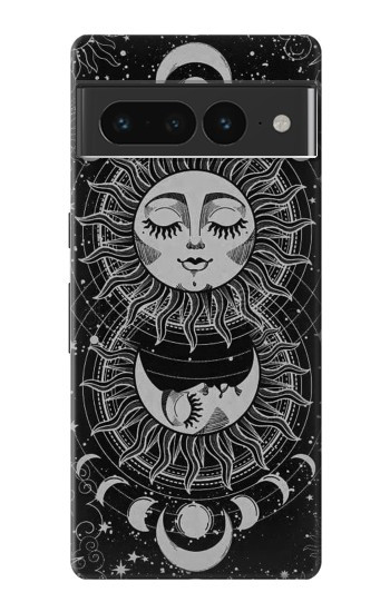 W3854 Mystical Sun Face Crescent Moon Case Cover Custodia e Flip Case per Google Pixel 7 Pro