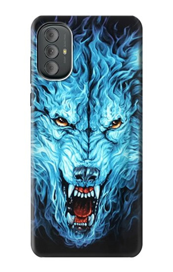 W0752 Blue Fire Grim Wolf Case Cover Custodia e Flip Case per Motorola Moto G Power 2022, G Play 2023 W0752 Blue Fire Grim Wolf Case Cover Custodia e Flip Case per Motorola Moto G Power 2022, G Play 2023