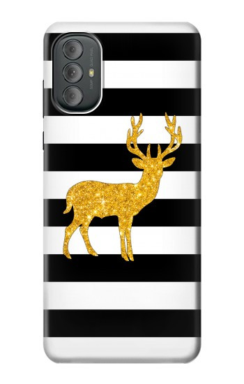 W2794 Black and White Striped Deer Gold Sparkles Case Cover Custodia e Flip Case per Motorola Moto G Power 2022, G Play 2023