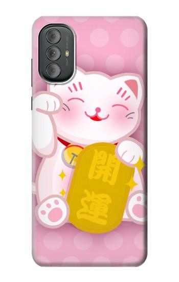W3025 Pink Maneki Neko Lucky Cat Case Cover Custodia e Flip Case per Motorola Moto G Power 2022, G Play 2023