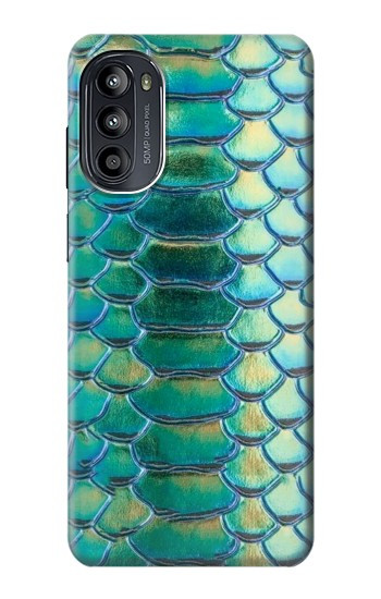 W3414 Green Snake Scale Graphic Print Case Cover Custodia e Flip Case per Motorola Moto G52, G82 5G