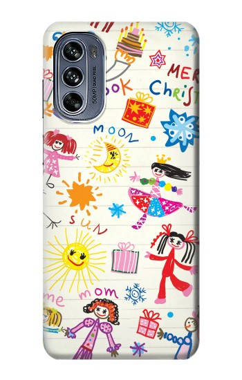 W3280 Kids Drawing Case Cover Custodia e Flip Case per Motorola Moto G62 5G