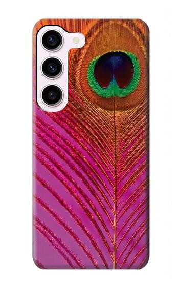 W3201 Pink Peacock Feather Case Cover Custodia e Flip Case per Samsung Galaxy S23