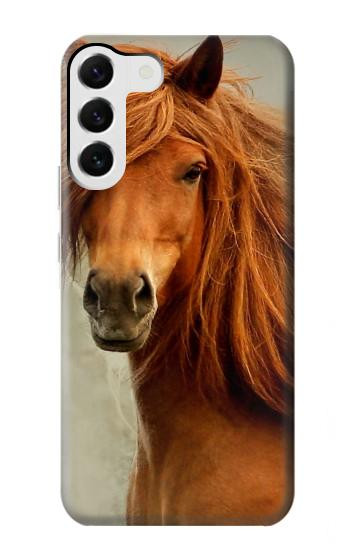 W1595 Beautiful Brown Horse Case Cover Custodia e Flip Case per Samsung Galaxy S23 Plus