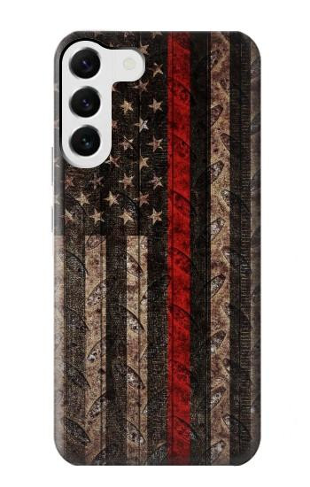 W3804 Fire Fighter Metal Red Line Flag Graphic Case Cover Custodia e Flip Case per Samsung Galaxy S23 Plus