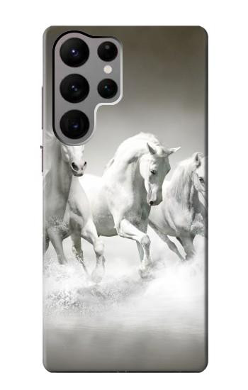W0933 White Horses Case Cover Custodia e Flip Case per Samsung Galaxy S23 Ultra