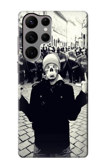 W1108 Skull Mask Man Protester Case Cover Custodia e Flip Case per Samsung Galaxy S23 Ultra