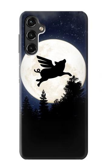 W3289 Flying Pig Full Moon Night Case Cover Custodia e Flip Case per Samsung Galaxy A14 5G