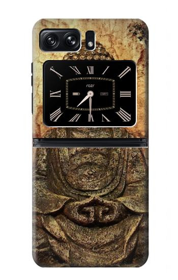 W0344 Buddha Rock Carving Case Cover Custodia e Flip Case per Motorola Moto Razr 2022