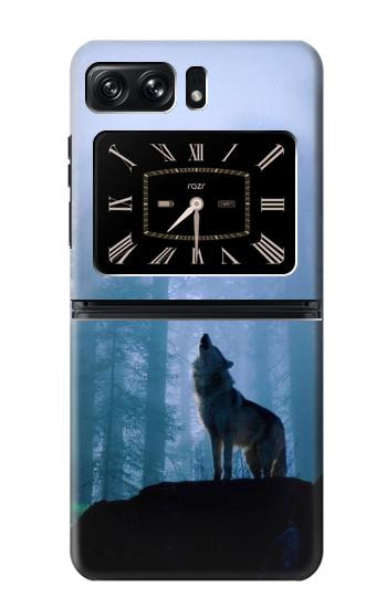 W0935 Wolf Howling in Forest Case Cover Custodia e Flip Case per Motorola Moto Razr 2022