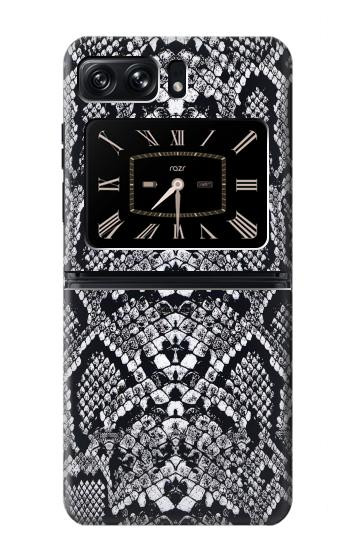 W2855 White Rattle Snake Skin Graphic Printed Case Cover Custodia e Flip Case per Motorola Moto Razr 2022