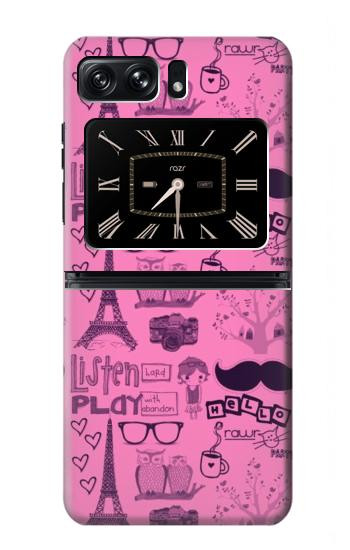 W2885 Paris Pink Case Cover Custodia e Flip Case per Motorola Moto Razr 2022
