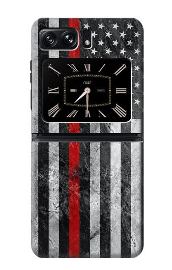 W3687 Firefighter Thin Red Line American Flag Case Cover Custodia e Flip Case per Motorola Moto Razr 2022
