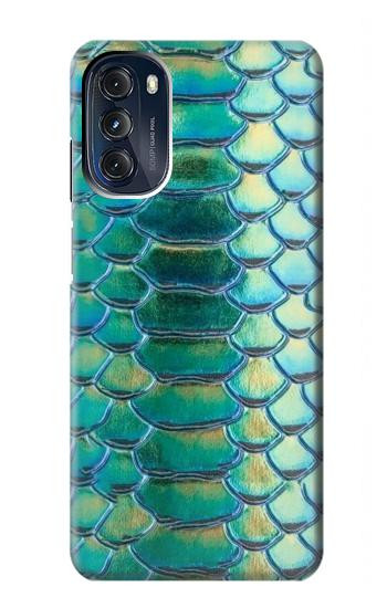 W3414 Green Snake Scale Graphic Print Case Cover Custodia e Flip Case per Motorola Moto G 5G (2023)