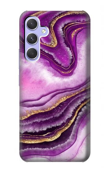 W3896 Purple Marble Gold Streaks Case Cover Custodia e Flip Case per Samsung Galaxy A54 5G