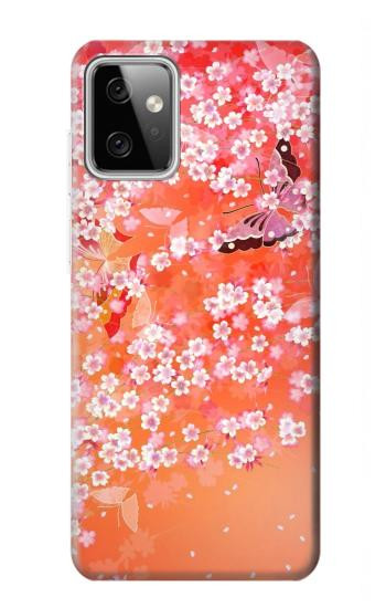 W2543 Japanese Kimono Style Flower Pattern Case Cover Custodia e Flip Case per Motorola Moto G Power (2023) 5G