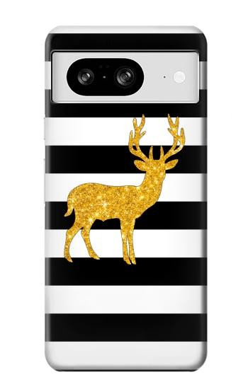 W2794 Black and White Striped Deer Gold Sparkles Case Cover Custodia e Flip Case per Google Pixel 8