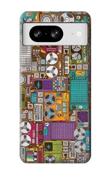 W3879 Retro Music Doodle Case Cover Custodia e Flip Case per Google Pixel 8