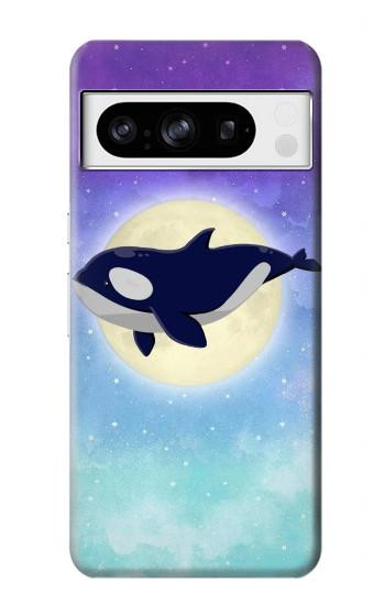 W3807 Killer Whale Orca Moon Pastel Fantasy Case Cover Custodia e Flip Case per Google Pixel 8 pro