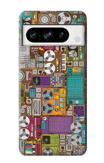 W3879 Retro Music Doodle Case Cover Custodia e Flip Case per Google Pixel 8 pro