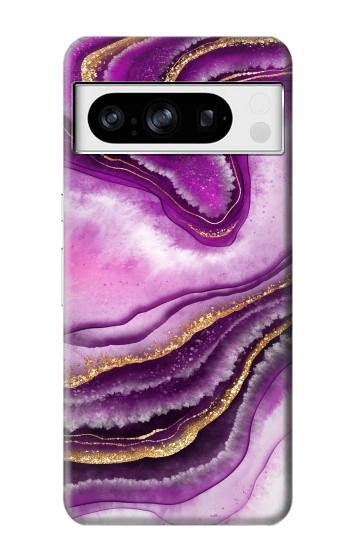 W3896 Purple Marble Gold Streaks Case Cover Custodia e Flip Case per Google Pixel 8 pro