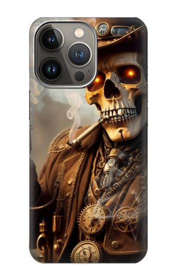 W3949 Steampunk Skull Smoking Case Cover Custodia e Flip Case per iPhone 14 Pro