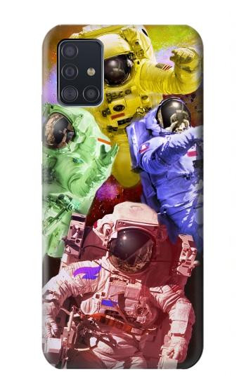 W3914 Colorful Nebula Astronaut Suit Galaxy Case Cover Custodia e Flip Case per Samsung Galaxy A51 5G