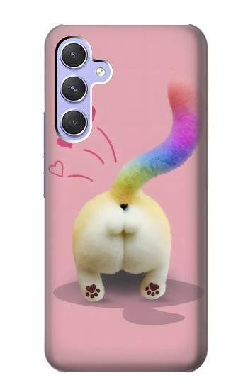 W3923 Cat Bottom Rainbow Tail Case Cover Custodia e Flip Case per Samsung Galaxy A54 5G
