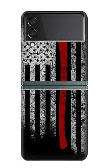 W3958 Firefighter Axe Flag Case Cover Custodia e Flip Case per Samsung Galaxy Z Flip 3 5G